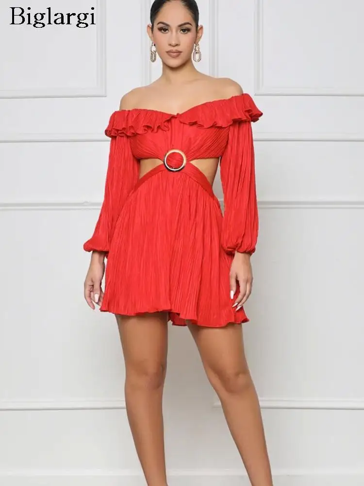 

Autumn Jumpsuit Women Long Sleeve Off Shoulder Backless Sexy Ladies Cropped Tops Ruffle Loose Fashion Shorts Woman Jumpsuit 2023