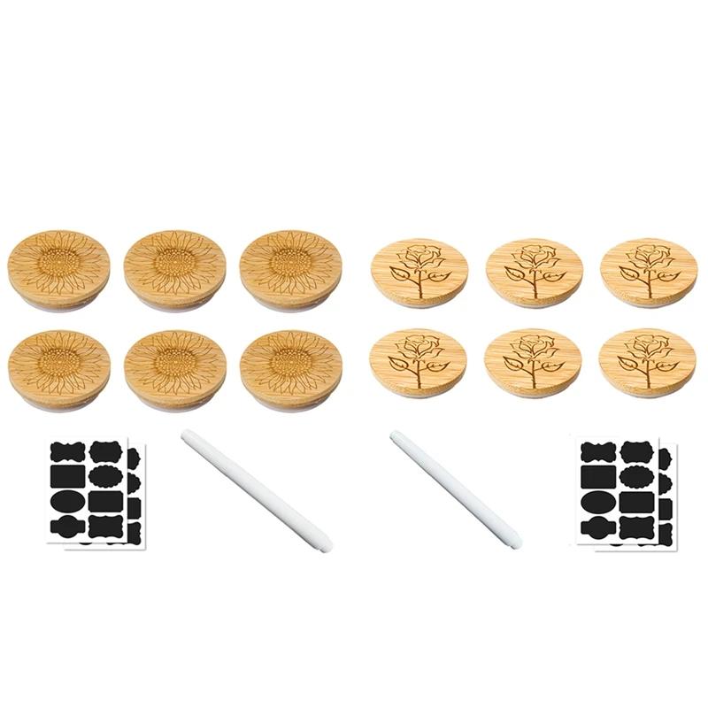 

Крышки для банок, круглые, многоразовые, искусственные крышки, Деревянные крышки, декоративные, с силиконовыми уплотнительными кольцами, 6 шт.