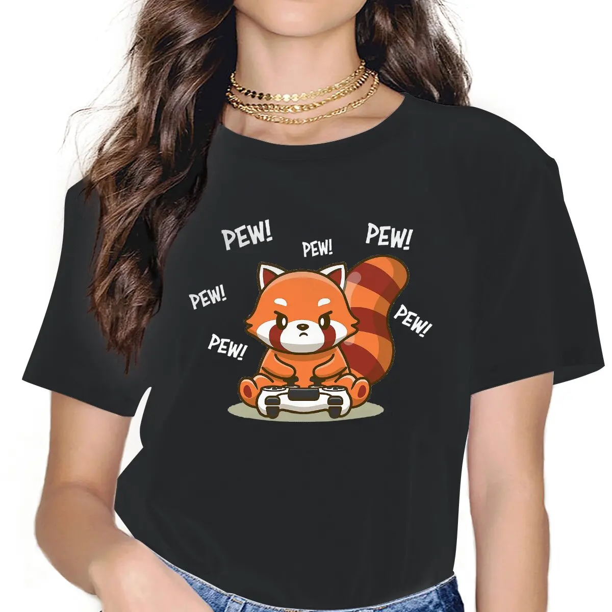 

Play Game Female Shirts Red Panda Ailurus Fulgens Large Vintage Women Top Harajuku Casual Feminine Blusas