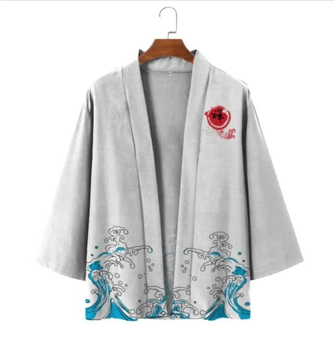 Traditional Chinese Men Full Sleeve Shirts  Spring Autumn New Print Crane Kimono Robe Casual Loose Home Bathrobe Coat S-XXL