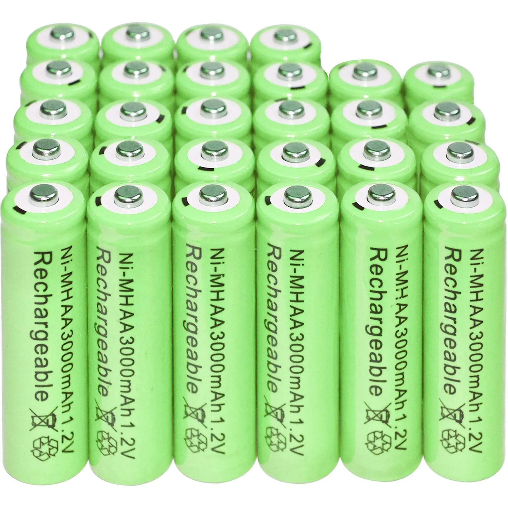 

20pcs AA 1.2V 3000mAh NiMH 1.2v Rechargeable Batteries Green battery Garden Solar Light LED flashlight torch+EU free shipping
