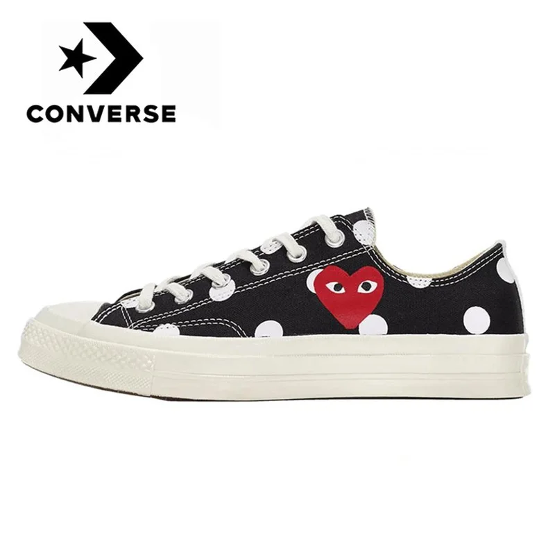 

Original new Converse Comme Des Garcons Play Polka Dot CTAS 1970s Low CDG Black unisex Skateboarding sneakers flat canvas Shoes