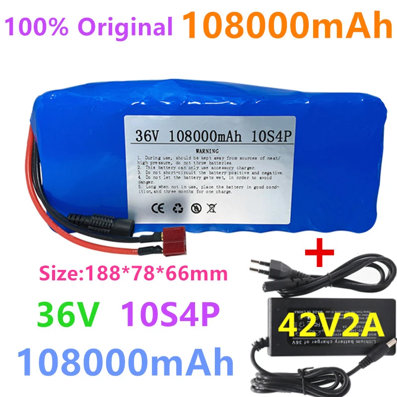 

2021 New 100% Original 36V battery 10S4P 108Ah battery pack 1000W high power battery 42V 108000mAh Ebike electric bike BMS