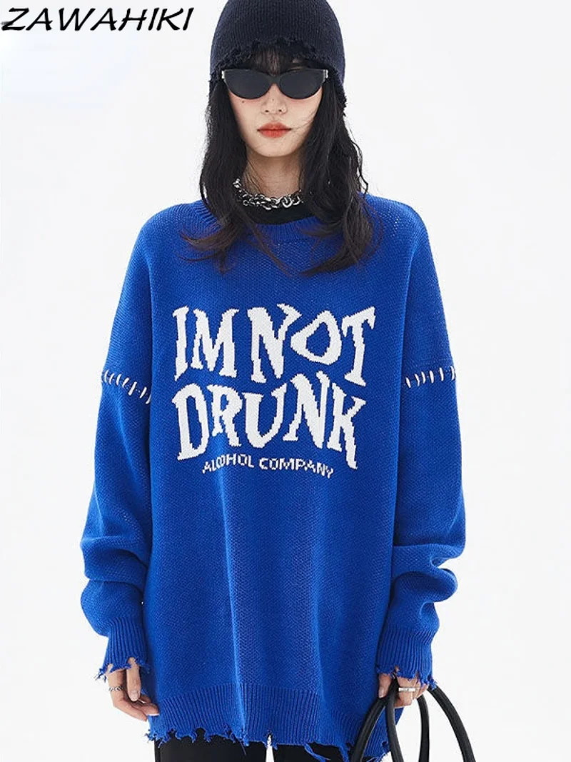 

Женский однотонный вязаный свитер с круглым вырезом, в американском стиле