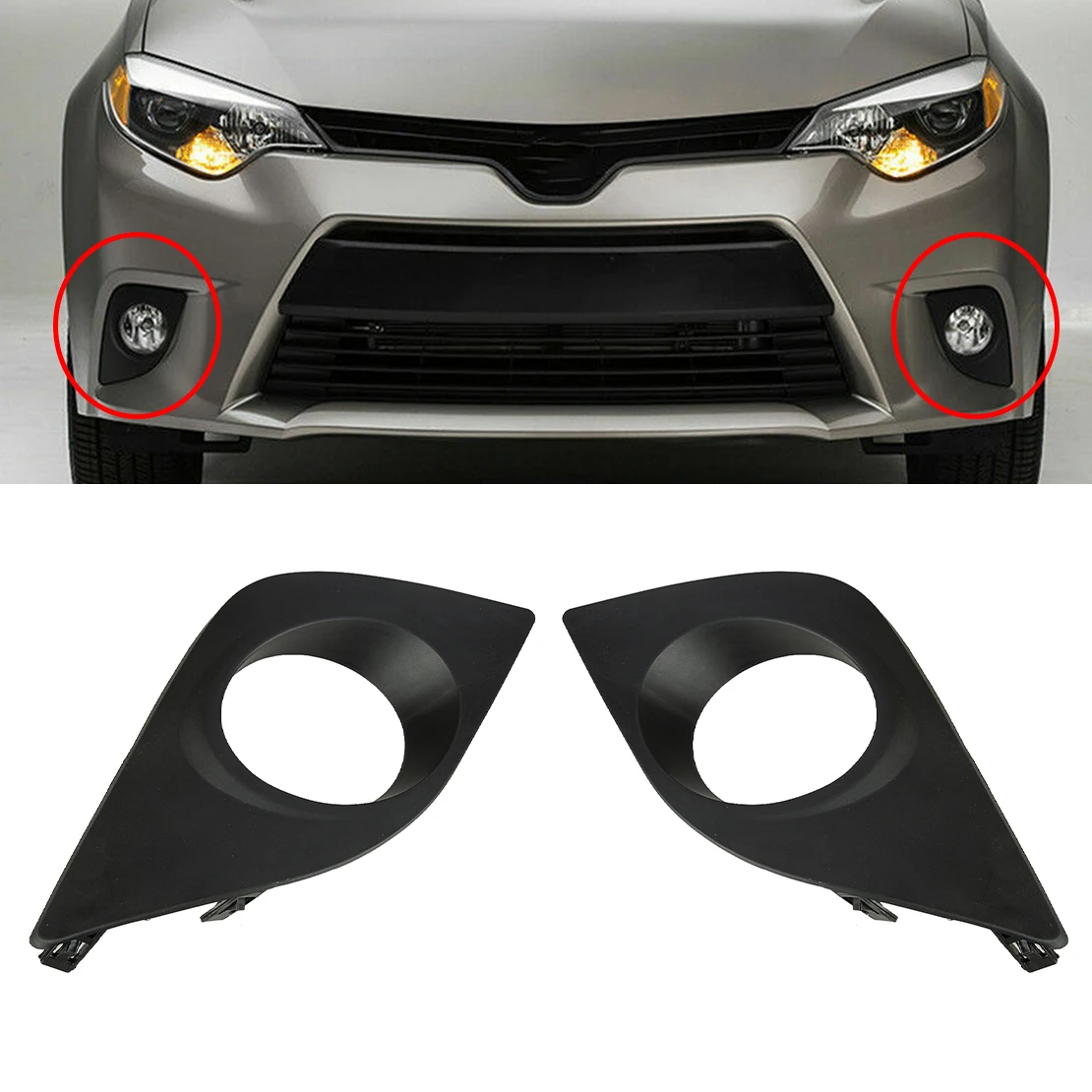 

8148202330 8148102340 TO1039171 TO1038171 1 Pair Left Right Bumper Fog Light Bezel Frame Fit for Toyota Corolla 2014-2016 Black