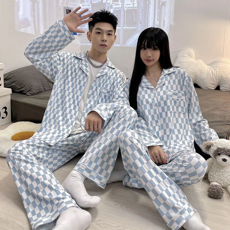 Women's Striped Cartoon Cute Pajamas Set Top Shirts Pants cotton Homewear Suit Female Spring Summer Korean Sleepwear Suits