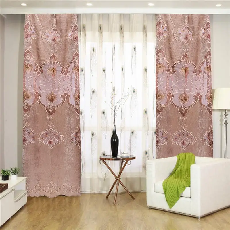 

1Pc 100x200CM Embroidery Durable Stylish Flower Window Curtain Grommet Noise-Free Blackout Curtains
