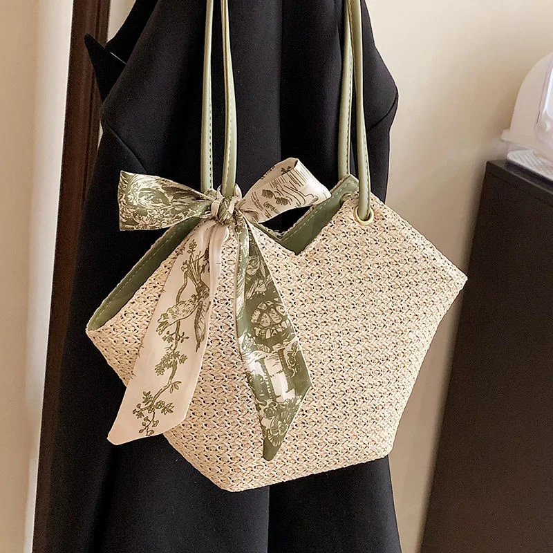 

Xiuya Large Capacity Summer Shoulder Bag New Senior Straw Weave Handbag 2023 Fashion Elegant Bohemian Style Designer Tote Bag