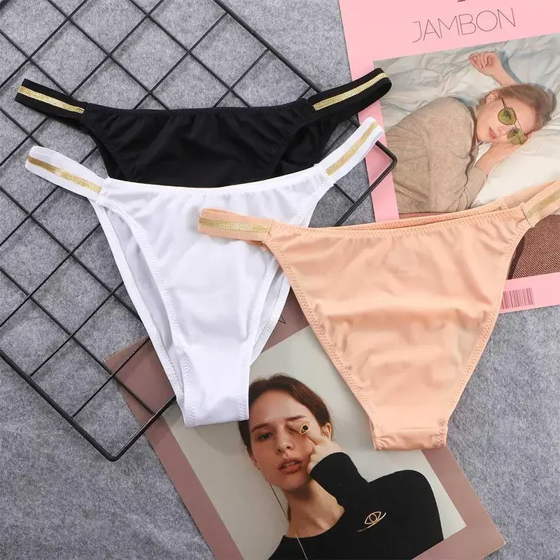 Женские сексуальные шелковистые трусики тонкие стринги нижнее белье из ледяного