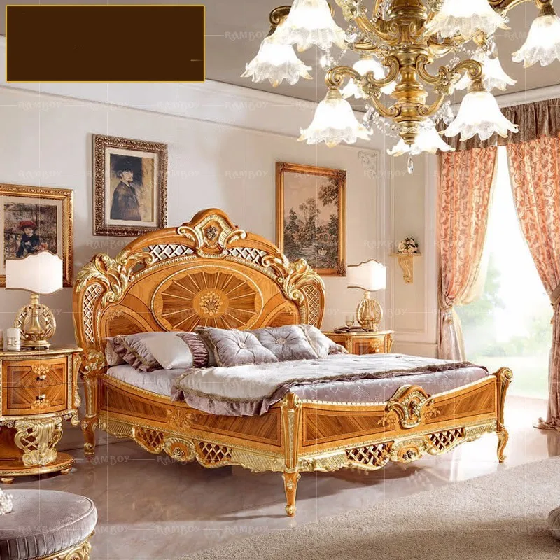 

Европейский стиль, Резная Кровать из массива дерева, итальянская кровать, двойная кровать, вилла, спальня, принцесса, модная свадебная кровать