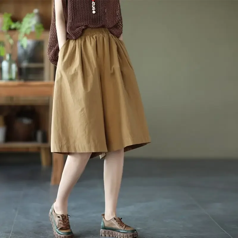 Шорты-бермуды женские до колен шорты в Корейском стиле средней эластичности