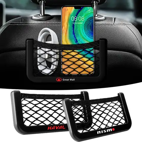 Автомобильная сетка для хранения сумка для хранения карт для телефона, автомобильные аксессуары для Toyota логотип TRD Corolla Chr Avensis Yaris Camry, гоночн...