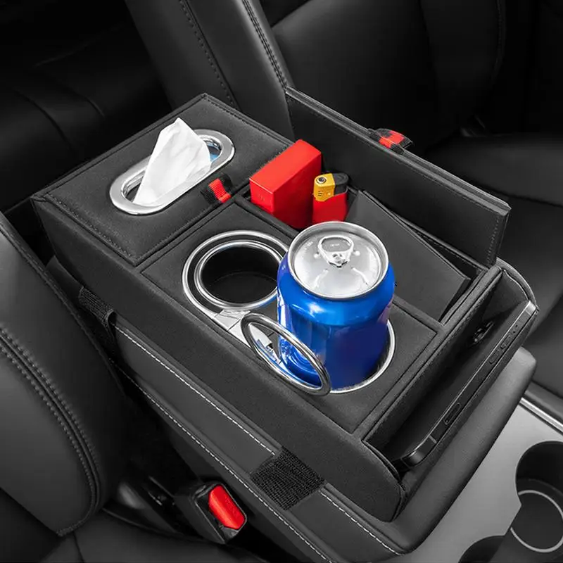 Автомобильная подушка для подлокотника с 2 подстаканниками коробка салфеток