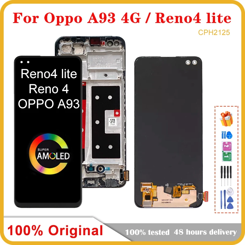 

6.43'' Original AMOLED For Oppo A93 4G CPH2121 LCD Display Touch Screen Digitizer Replacement For Reno4 lite CPH2125 LCD Display