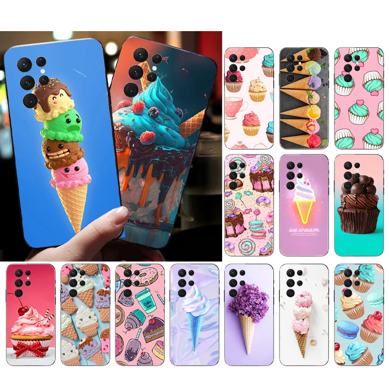 

Phone Case for Samsung Galaxy S23 S22 S21 S20 Ultra S20 S22 S21 S10 S9 Plus S10E S20FE Ice Cream Cupcakes Case