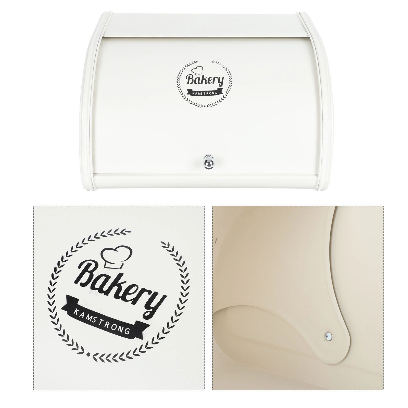 

1Pc Bread Storage Box Flat Cover Design Iron Bread Box for Bakery (Beige)