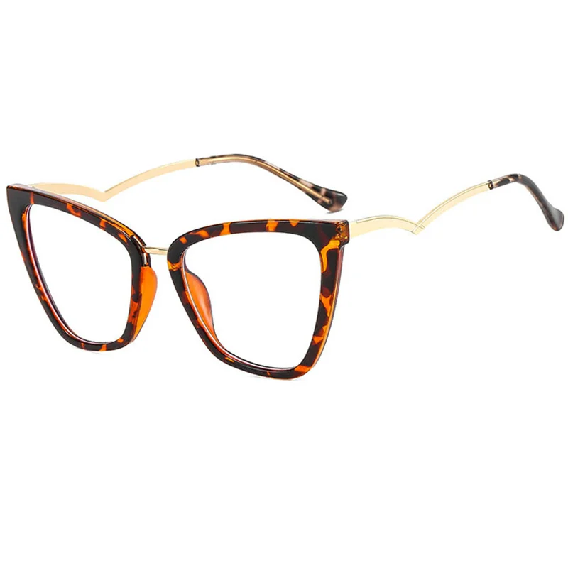 

Cat Eye Frame Women Eyepiece Female Anti Blue Light Glasses Curved Alloy Legs Classic Eyewear Ladies Eyeglasses Clear Lens