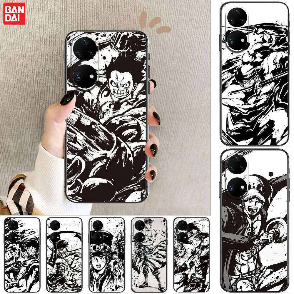 

One Piece Pirate Luffy Phone Case For Huawei p50 P40 p30 P20 10 9 8 Lite E Pro Plus Black Etui Coque Painting Hoesjes comic fas