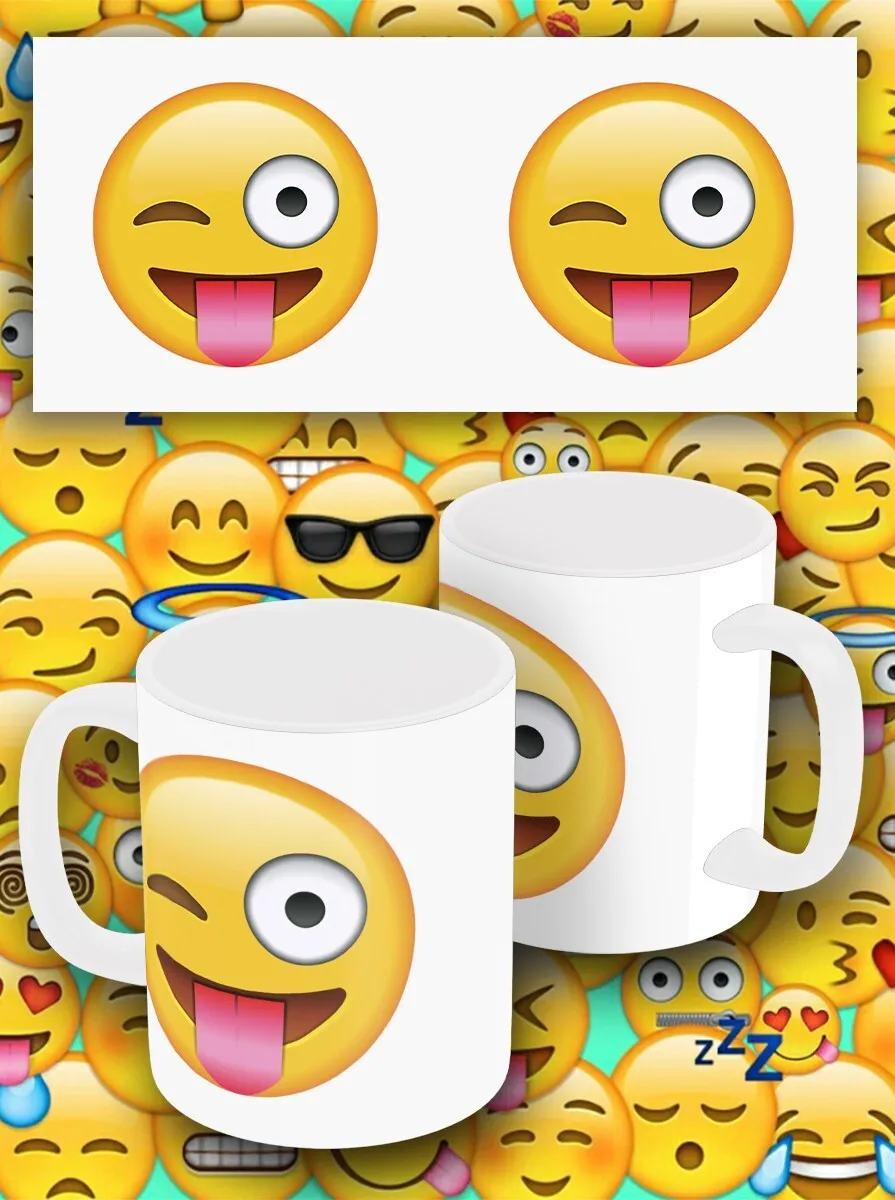 Кружка белая мемы эмодзи смайлик emoji язык с подмигиванием - 7447 |