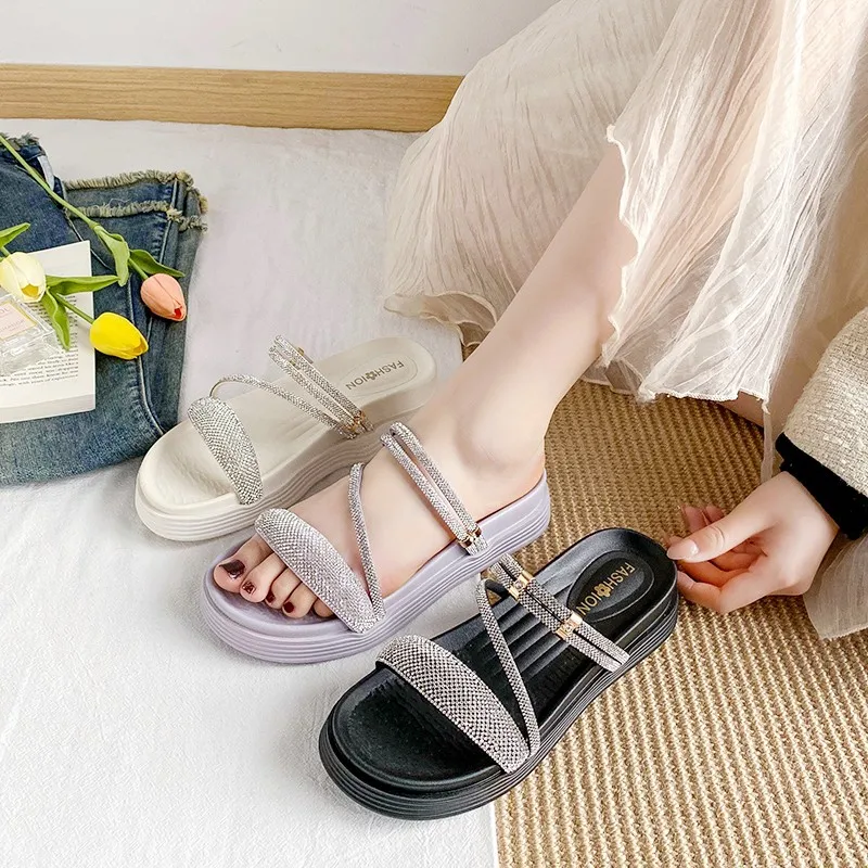 Med Shoes Slippers Flat Platform Luxury Slides Loafers Slipers Women Designer 2023 Rubber Fashion Basic PU Female Shoes Ladies'