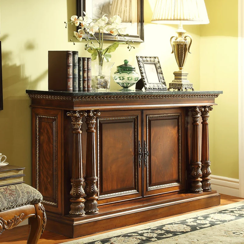 

European marble porch cabinet Roman column hall aisle storage cabinet living room wall porch table