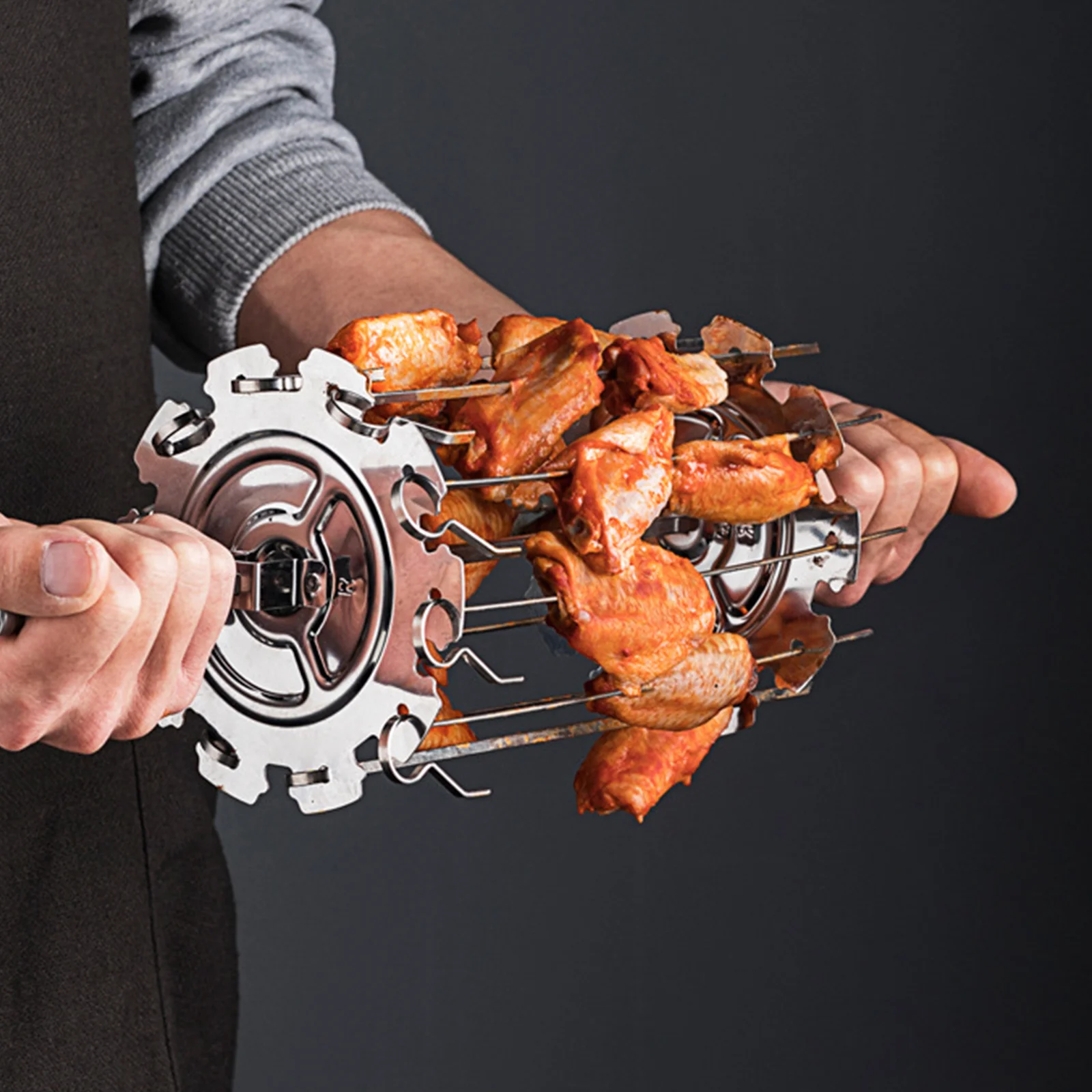 

Skewers Sticks Metal Bbq Chicken Roaster Skewer Roasting Steel Barbeque Grilling Kabob Dog Sausage Meat Fruit Kebabs Grillshish