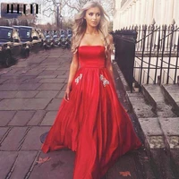 jeheth sexy red strapless prom dress 2022 satin off shoulder with pockets beaded party formal evening dress a line floor length