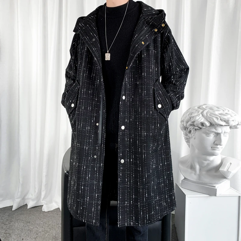 

Streetwear long men's jacket spring autumn casual windbreaker man trench coat fashion hooded men's long coat