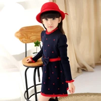 2020 winter kids knitted dresses for girls elegant bow cute heart princess dress children teens christmas dress clothes in red