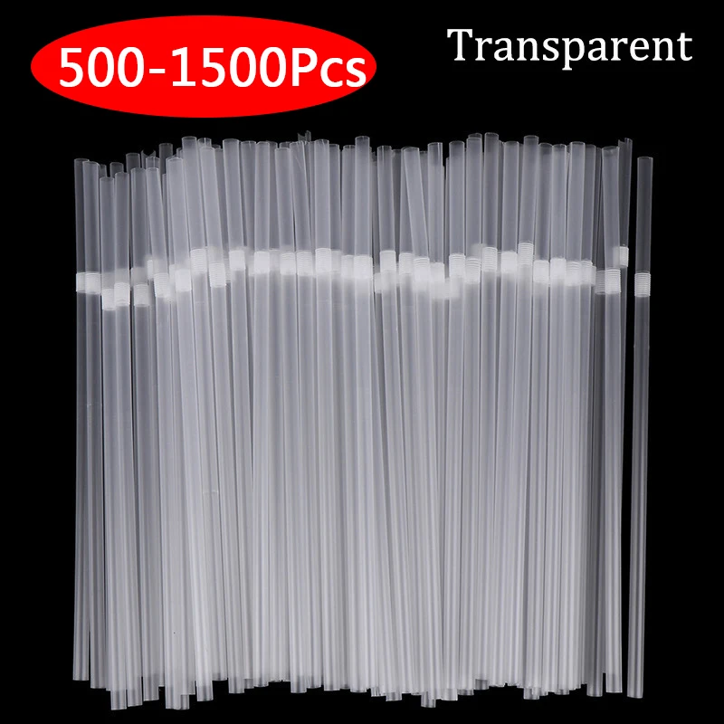 

500-1500Pcs Transparent Straws Plastic Cocktail Long Elbow Disposable Cutlery Tableware for Kitchen Beverage Accessories Plaatic