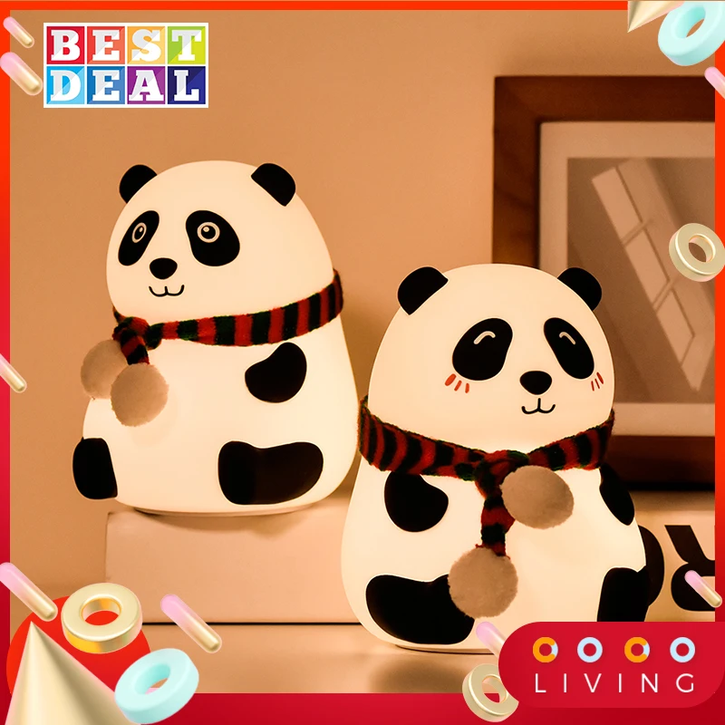 

Xiaomi Mijia Panda LED Night Light Touch Sensor Colorful Cartoon Silicone Light Battery Powered Bedroom Bedside Lamp for Kids