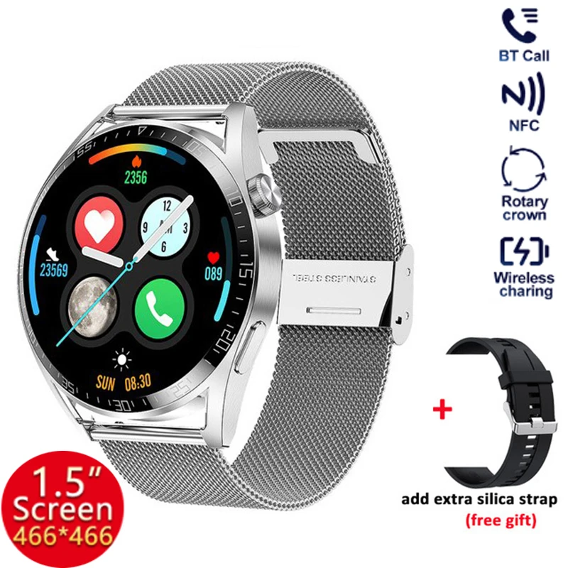 

for realme C55 Cubot Pocket 3 ASUS LG Smart Watch Men Bluetooth Call Wireless Charger NFC GPS Tracker IP68 Waterproof Calculator