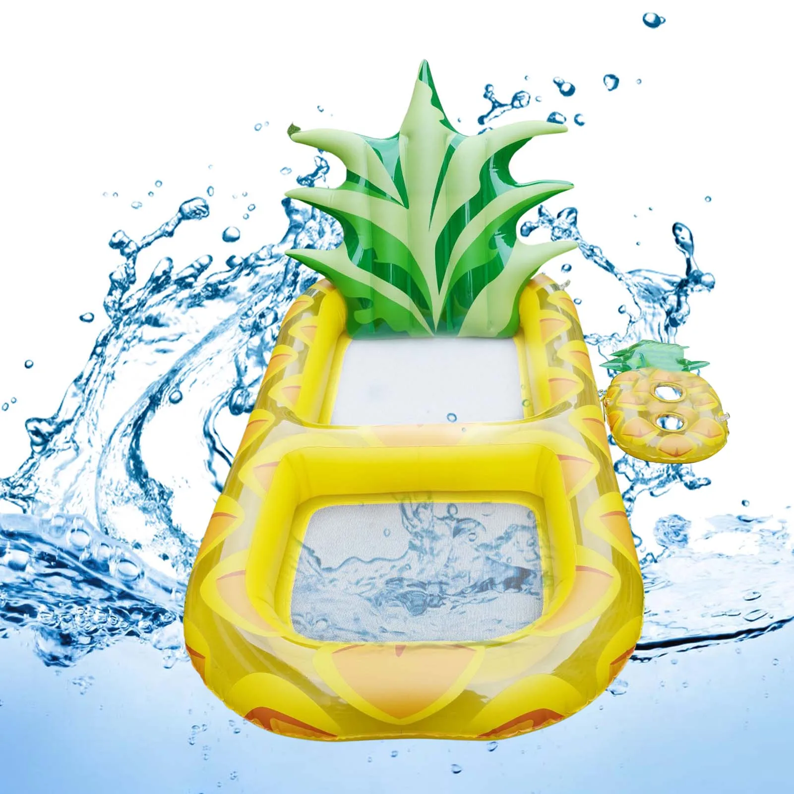 

Inflatable Pineapple Pool Float Inflatable Pineapple Floatie Pool Lounge Mattress Backrest Cup Holder Floats For Summer Party