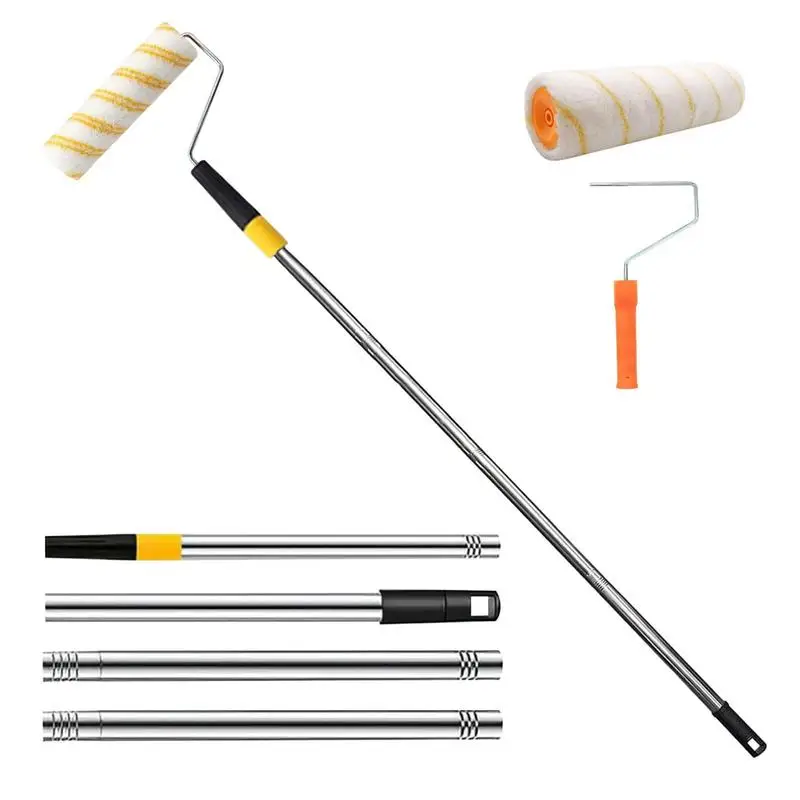 

Paint Roller Removable Paint Telescopic Pole With Paint Roller Brush Portable Wall Painting Supplies For Ceiling Kitchen