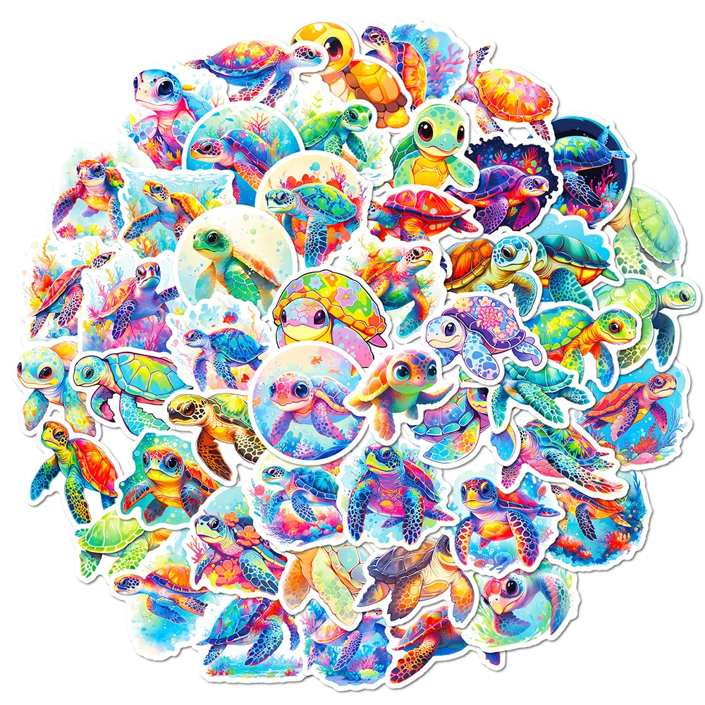 

10/50Pcs Cartoon Cute Colorful Turtle Varied Graffiti Stickers DIY Phone Laptop Helmet Notebook Decoration Travel Luggage Decals
