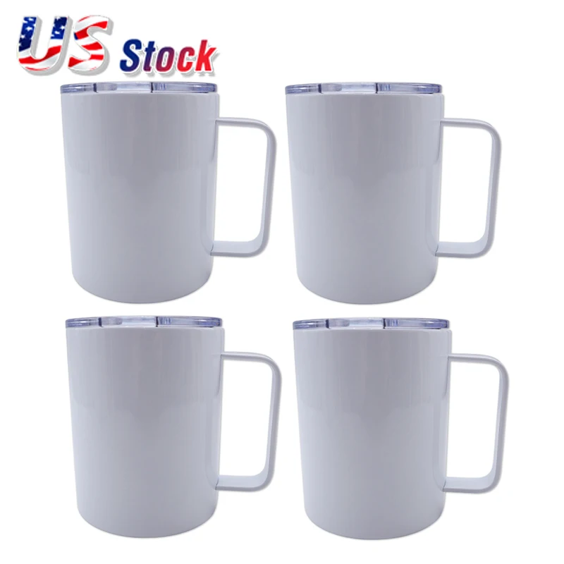 

US Stock 25pcs 12oz Sublimation Blank Stainless Steel Coffee Mugs Tumbler White with Lid for Heat Press Machine Transfer Print