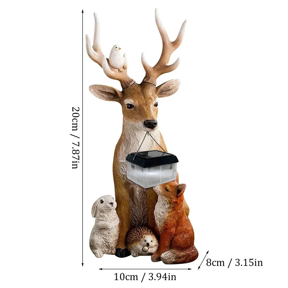 1 шт. садовая статуя из смолы олень кролик еж жирный волк солнечная энергия 20x10x8 см