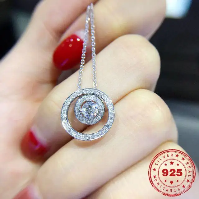 

White VS2 Diamond Pendant S925 Sterling Silver color Necklace for Women Fine Anillos De Bizuteria Silver 925 Gemstone Pendants