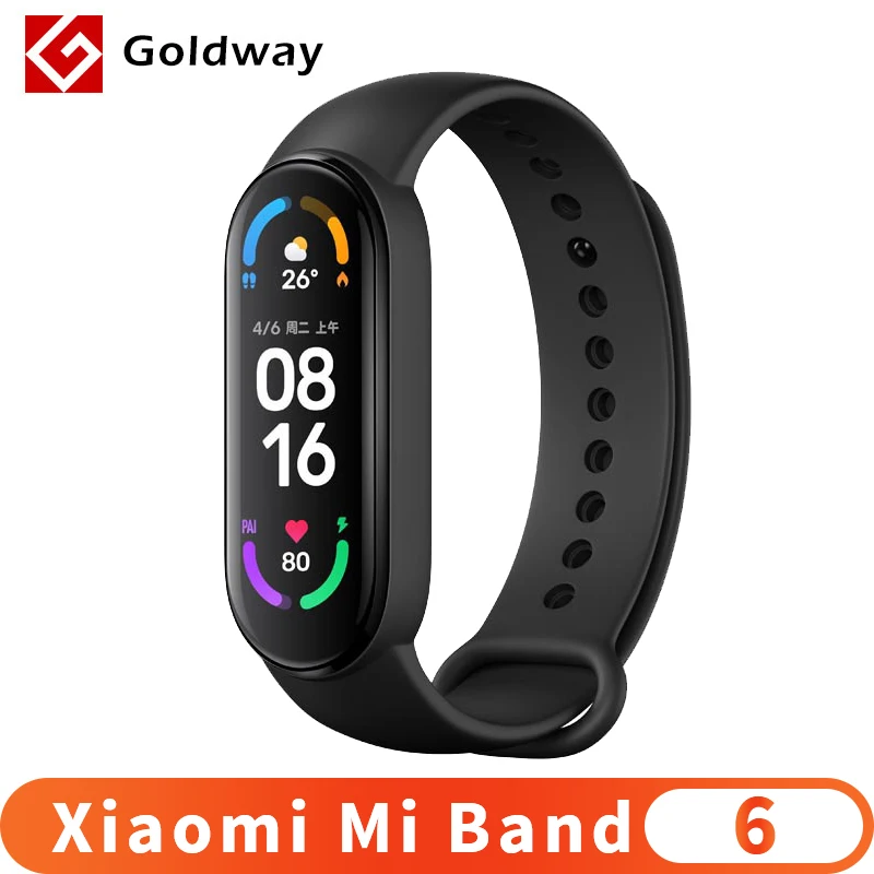 

Смарт-браслет Xiaomi Mi Band 6, водонепроницаемый фитнес-трекер с AMOLED дисплеем 1,56 дюйма, пульсометром, Bluetooth