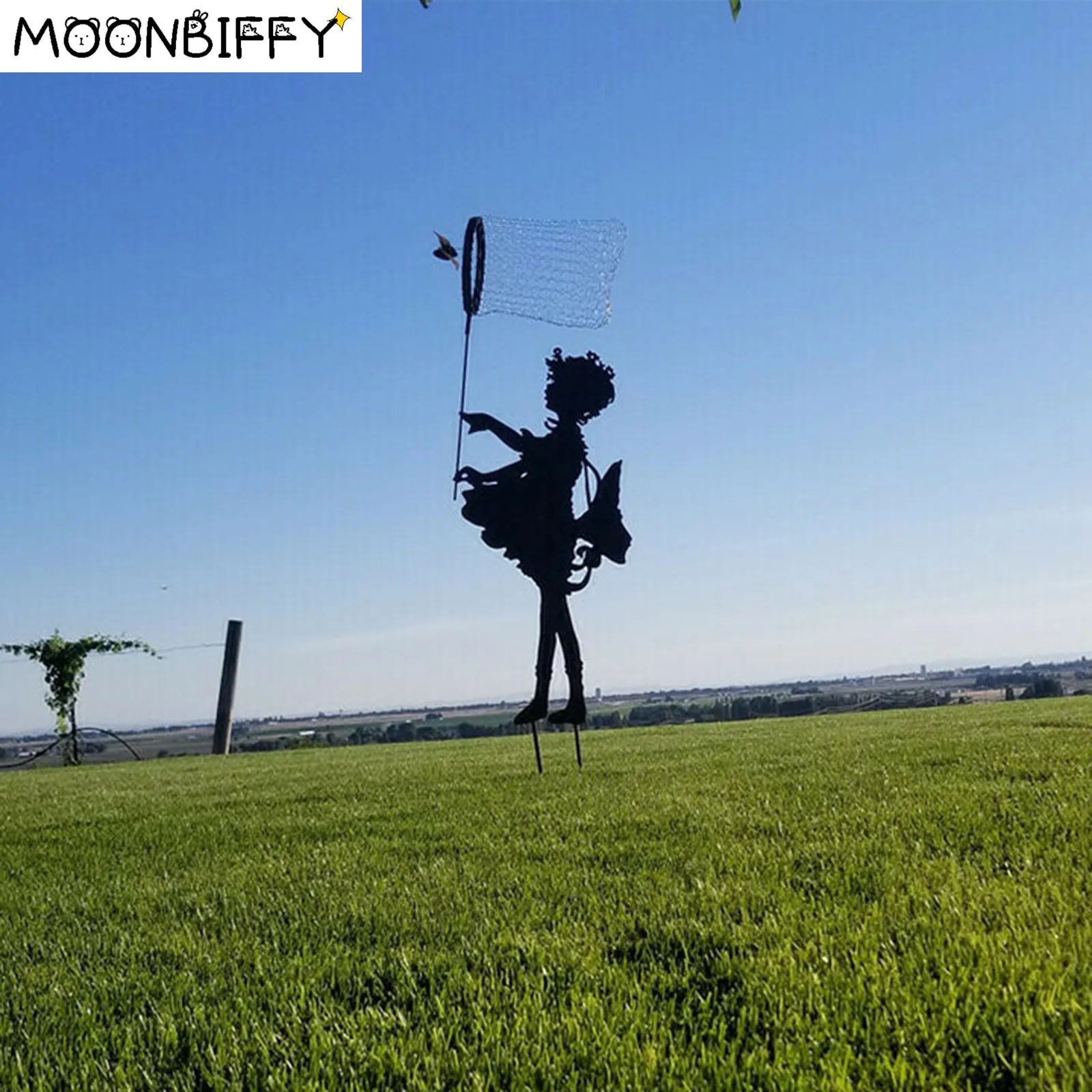 

Butterfly Girl Vintage Garden Decorative Stakes Fairy Statue Metal Silhouette Sculpture for the Garden Memorial-Sculp Landscape