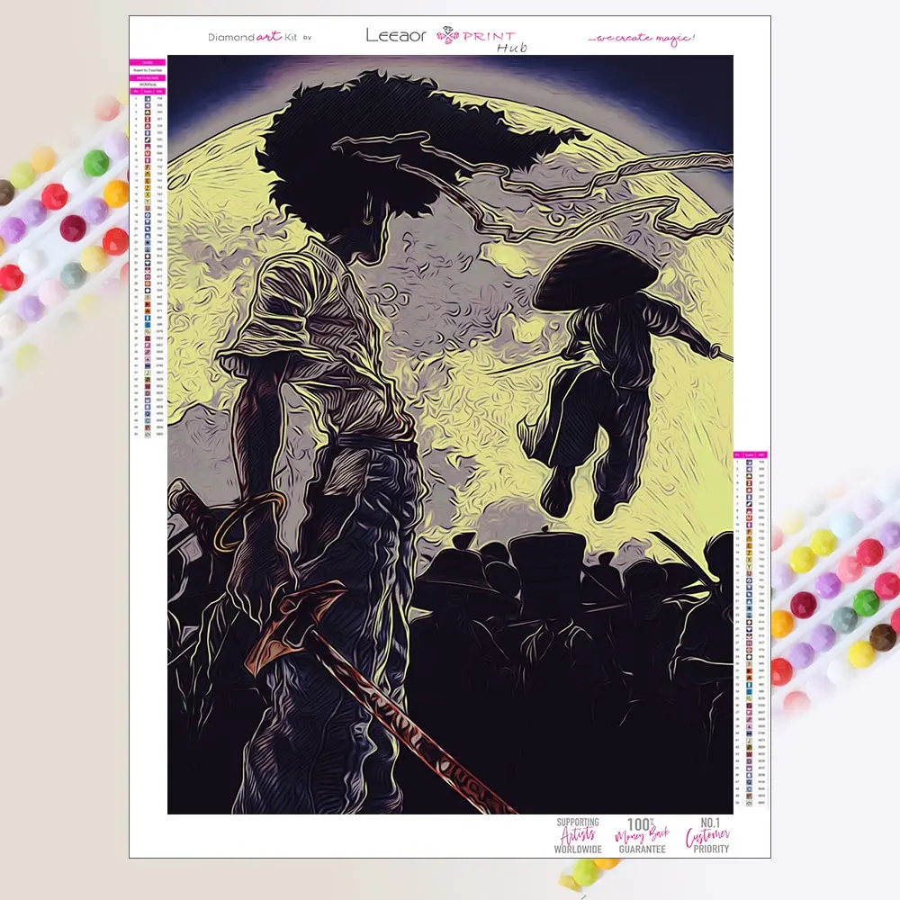 Алмазная живопись 5D «сделай сам», аниме полная Алмазная мозаика аниме самурая африканского цвета, вышивка крестиком, Современное украшение для гостиной и дома