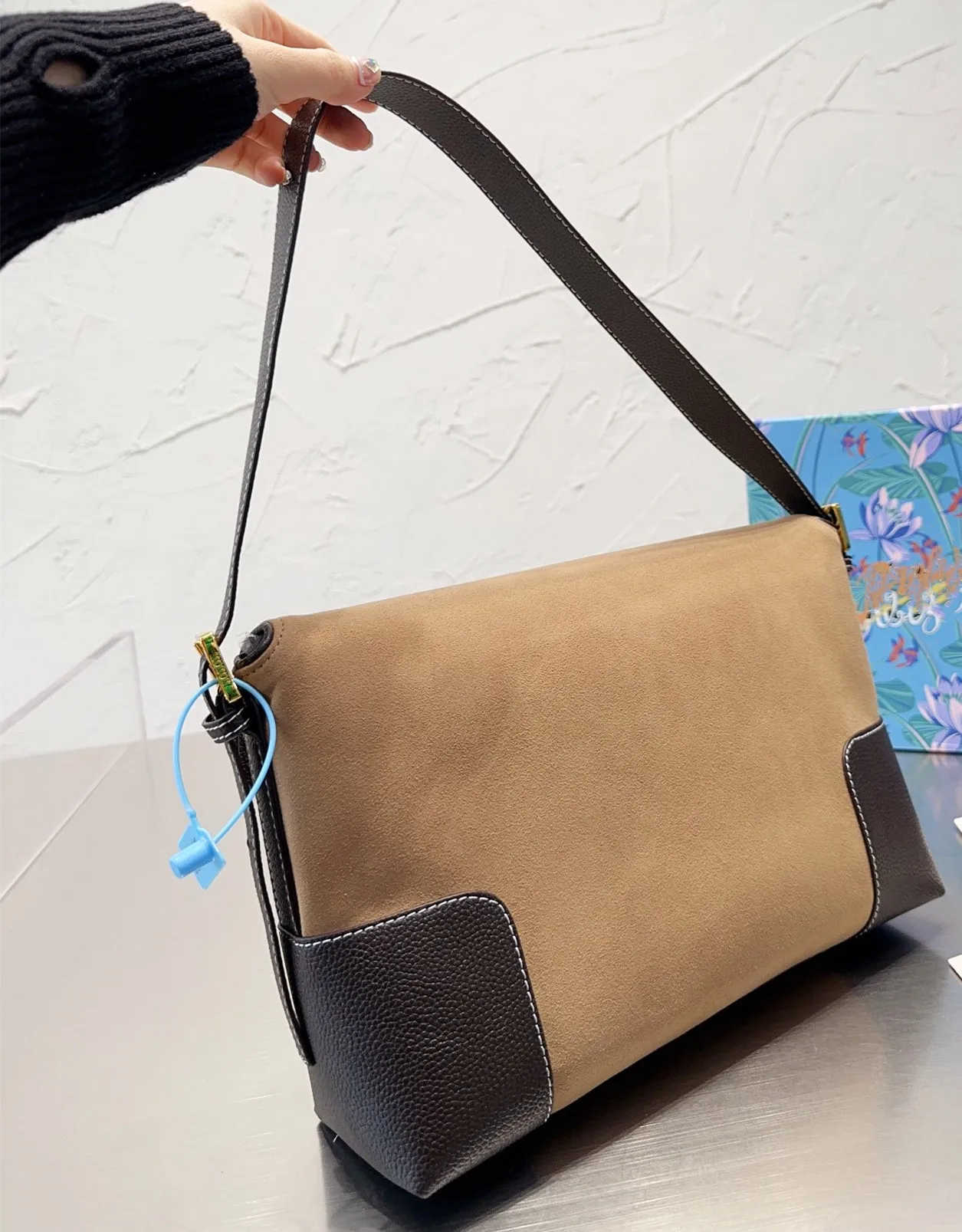 New fashion lunch box, dumpling bag, jacquard canvas splicing, portable armpit bag, shoulder bag, women's bag, versatile