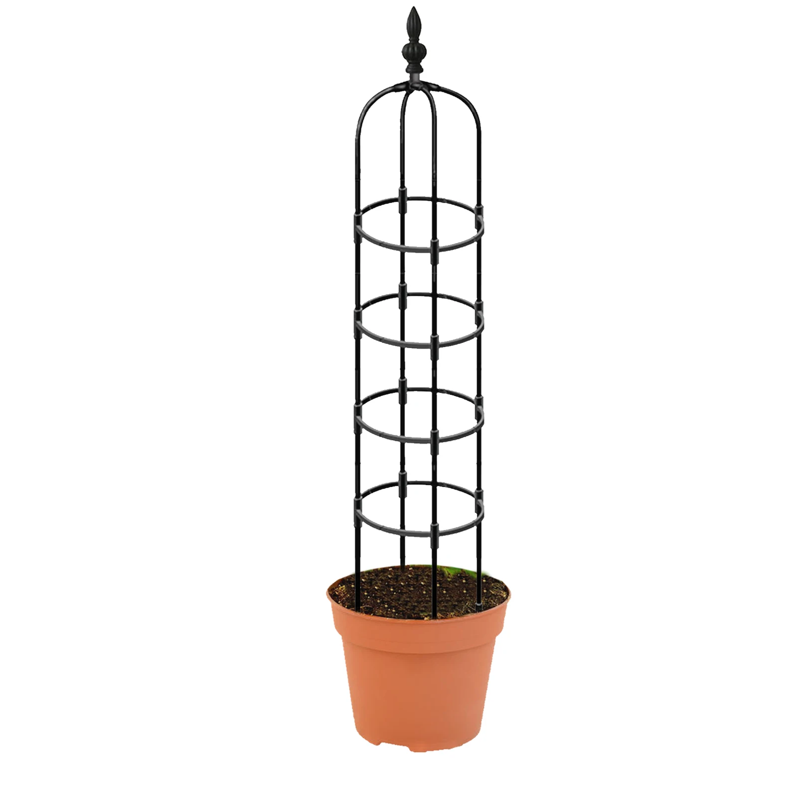 

1PC Iron Garden Obelisk Climbing Plant Flowers Steel Frame Trellis Vines Floral Decor Yard Round Weather-Proof Iron Brand