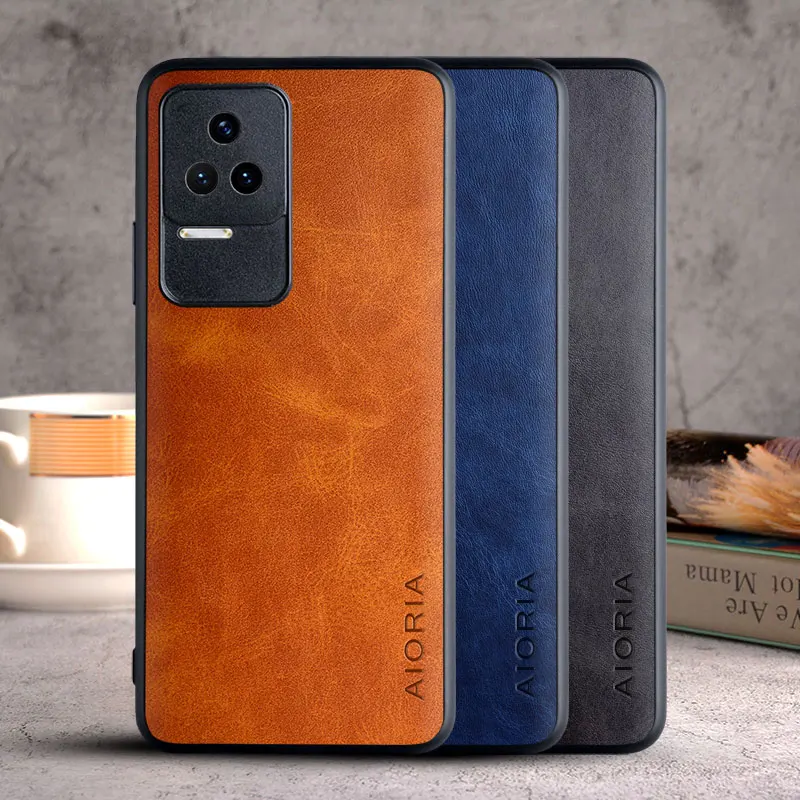 

Phone Case for Poco F4 5G coque Luxury Vintage leather Skin Soft TPU had PC cover funda for xiaomi poco f4 case capa