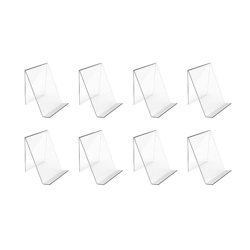 

Uclio 8 PCS Acrylic Book Stand Bookends Decorative Clear Tablet Holder Display Easel For Displaying Pictures Artworks Cds