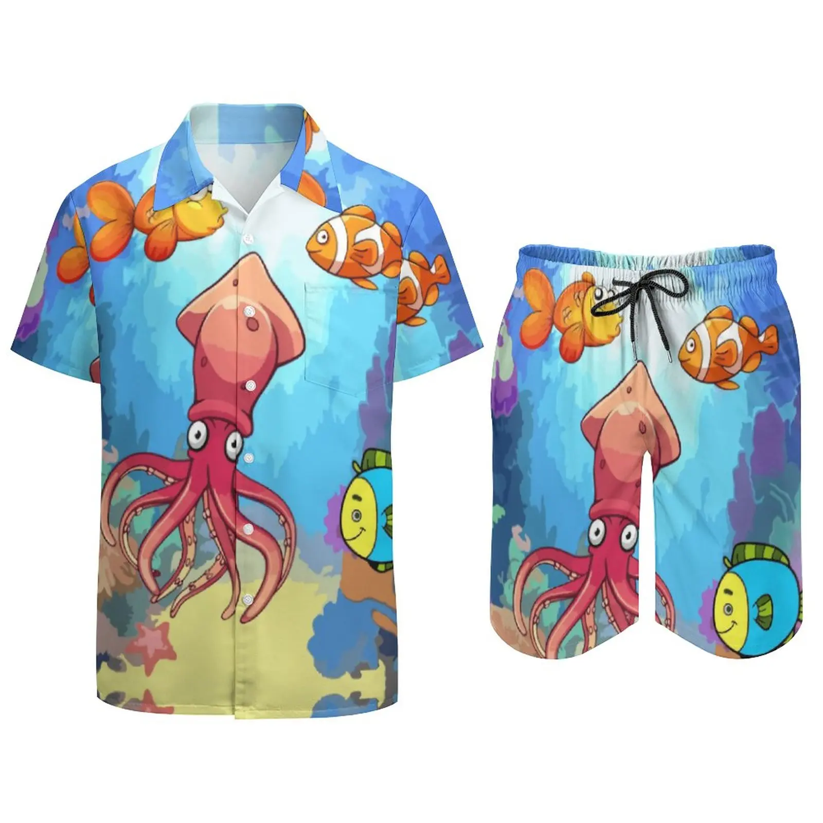 2 Pieces Suit Bottom of The Sea  top Quality Men's Beach Suit Cute  Swimming USA Size