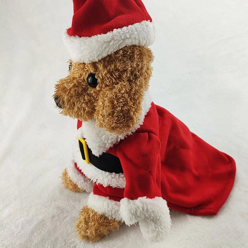 Christmas Cat Puppy Santa Hat Cloak Pet Cosplay Costume Xmas Kitten Red Caps Clothing Clothes Funny Party Dog Mantle Dress Up
