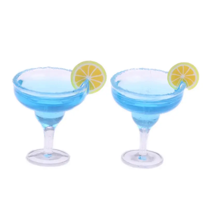 

2Pcs 1/12 Mini Resin Cocktail Cup Simulation Drink Glass Model Toy Doll House Decoration Dollhouse Miniature Accessories