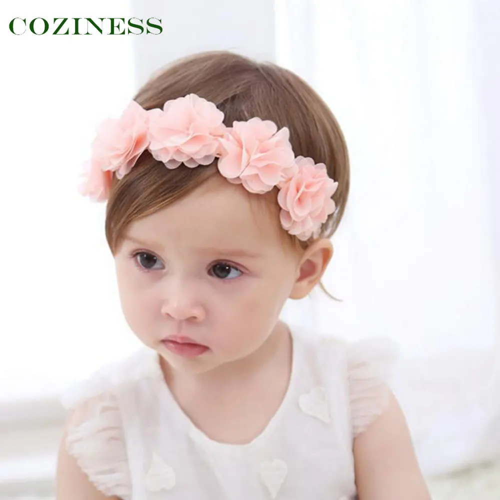 

New Baby Flower Headband Pink Ribbon Hair Bands Handmade DIY Newborn Headwear Hair accessories for Baby Girl Newborn Toddler