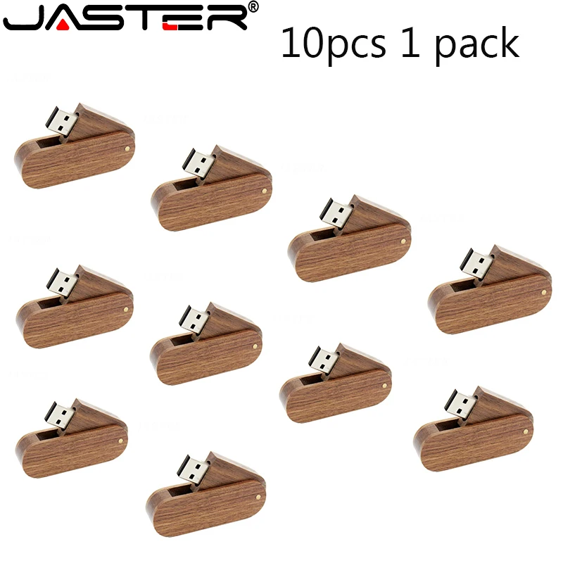 JASTER-memoria USB 2,0 giratoria de madera, unidad Flash con logotipo gratis, 4GB,...